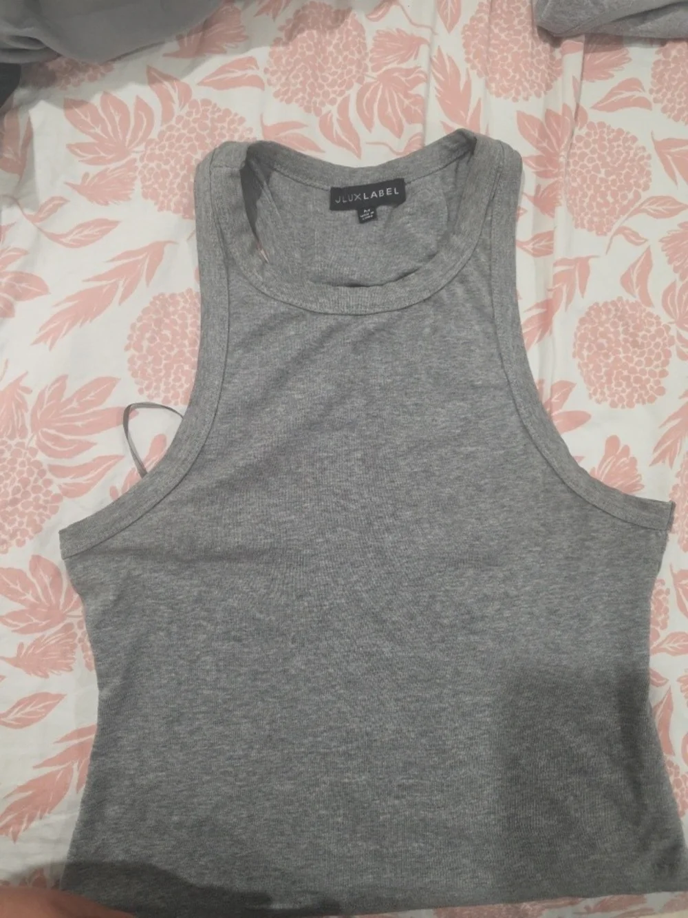 JLUXLABEL Gray Ribbed High-Neck Tank - Picture 1 of 3